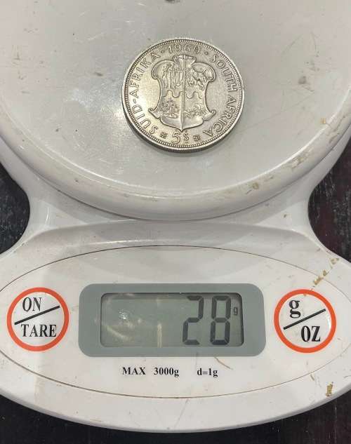 1960 Union of  South Africa - 5 Shilling Silver coin - Circulated, 28 Grams (UNI21)