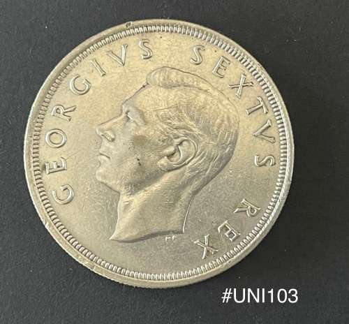 1951 Union of  South Africa - 5 Shilling Silver coin - Circulated, 28 Grams (UNI103)