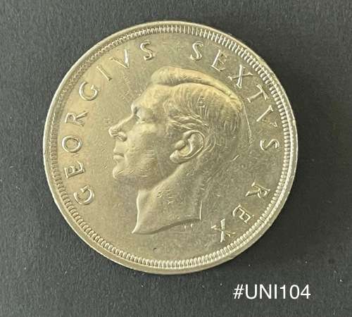 1951 Union of  South Africa - 5 Shilling Silver coin - Circulated, 28 Grams (UNI104)