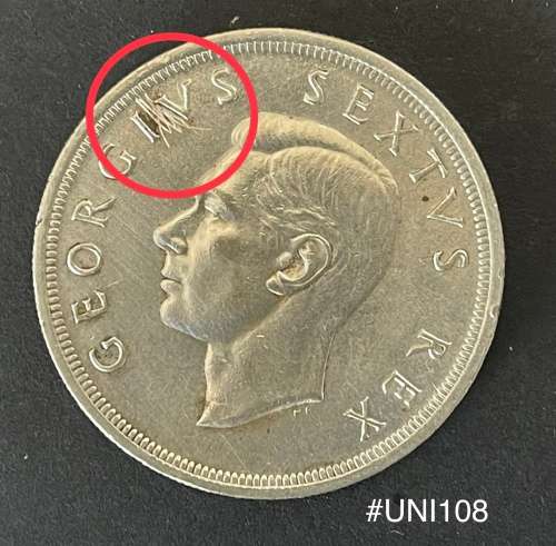 1952 Union of  South Africa - 5 Shilling Silver coin - Circulated, 29 Grams (UNI108)