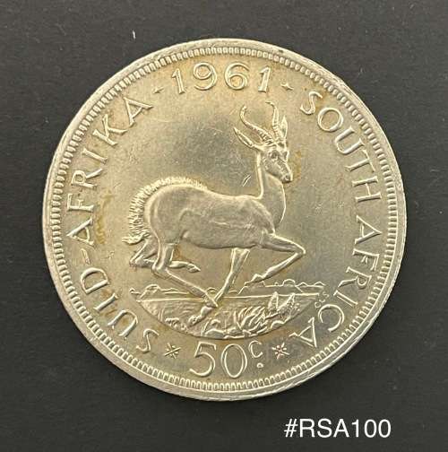 1961 South Africa (RSA) R0.50 coin (fifty cent) -  Circulated, 28 Grams (RSA100)