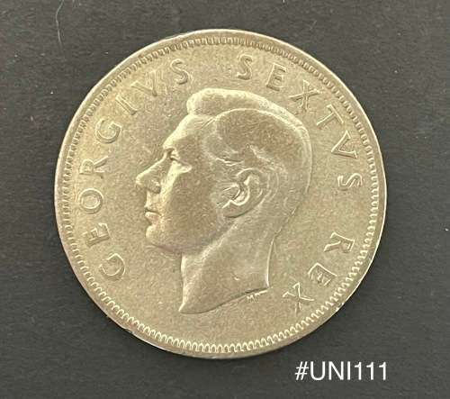 1952 Union of  South Africa - 2-1/2 Shilling Silver coin - Circulated, 14 Grams (UNI111)