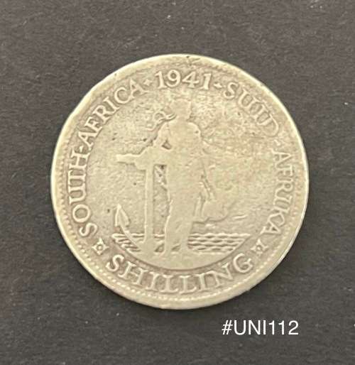 1941 Union of  South Africa - 1 Shilling Silver coin - Circulated, 5 Grams (UNI112)