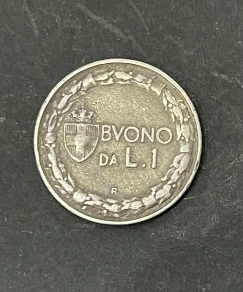 1923 Italy 1 Lire coin - Circulated, 8 Grams (ITA02)