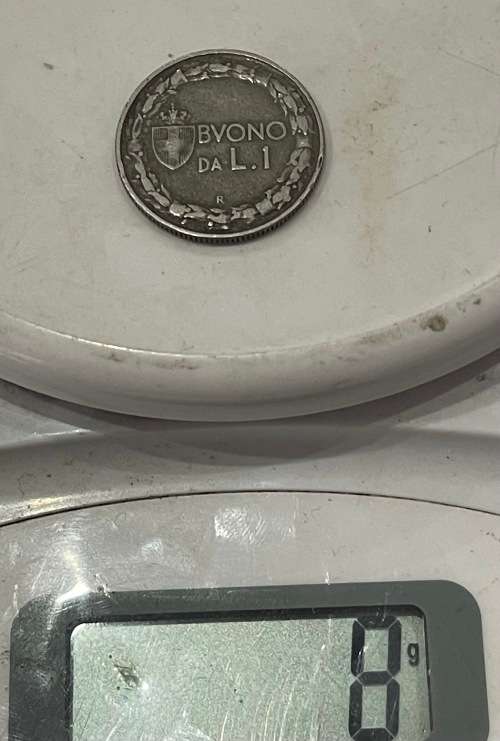 1923 Italy 1 Lire coin - Circulated, 8 Grams (ITA02)