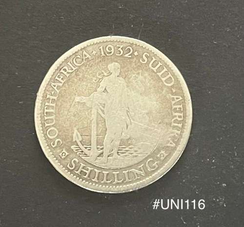 1932 Union of  South Africa - 1 Shilling Silver coin - Circulated, 5 Grams (UNI116)