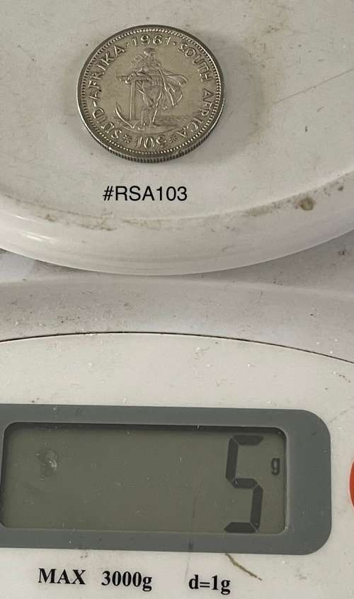 1961 Republic of South Africa - 10c. (10 Cent) Silver coin - VF Circulated, 5 Grams (RSA103)