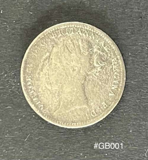 1886 Great Britain (GB) Queen Victoria 3d. Coin , Circulated (GB001)