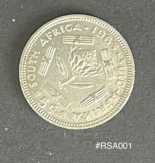 1963 Republic of South Africa - 5c. (5 Cent) Silver coin - Circulated, 2 Grams (RSA001)