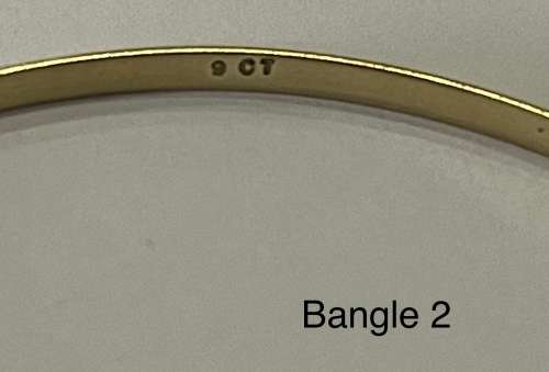 9CT SOLID GOLD BANGLE - 2.5mm WIDE and 61mm O/D  3.45 GRAMS - (BANG02)
