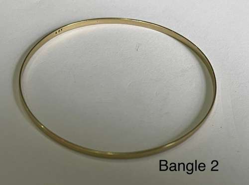 9CT SOLID GOLD BANGLE - 2.5mm WIDE and 61mm O/D  3.45 GRAMS - (BANG02)