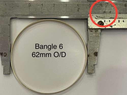 9CT SOLID GOLD BANGLE - 3.8mm WIDE and 62mm O/D  5.56 GRAMS - (BANG06)