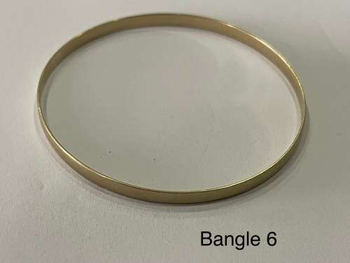9CT SOLID GOLD BANGLE - 3.8mm WIDE and 62mm O/D  5.56 GRAMS - (BANG06)