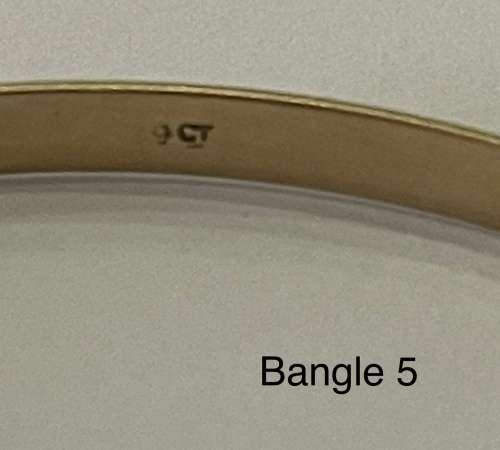 9CT SOLID GOLD BANGLE - 4mm WIDE and 62mm O/D  8.24 GRAMS - (BANG05)