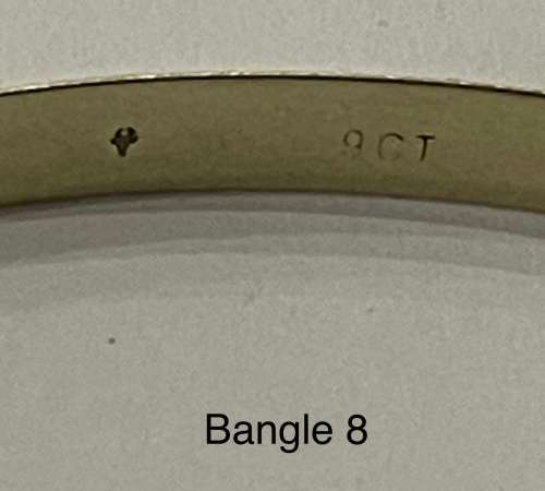 9CT SOLID GOLD BANGLE - 4mm WIDE and 66mm O/D  5.82 GRAMS - (BANG08)