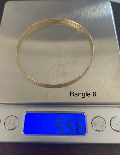 9CT SOLID GOLD BANGLE - 3.8mm WIDE and 62mm O/D  5.56 GRAMS - (BANG06)