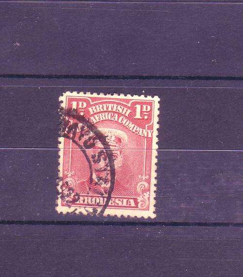 1913 Rhodesia "British South Afrcan Company"  - Admirals 1d. Used/Hinged.