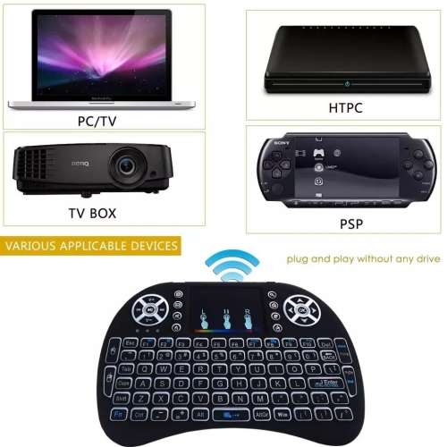 Mini Wireless Keyboard LED Backlit Air Mouse For Smart TV Google Android TV Box 7 Colour