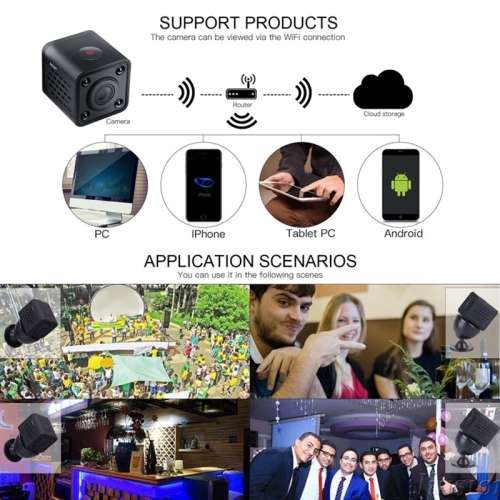 Mini WiFi Camera HD 1080P Video Audio Recorder with IR Night Vision Motion Detection with App