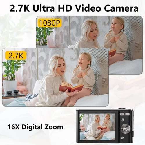 T6 Portable Digital Camera 48MP 2.7K 2.88-inch IPS Screen 16X Zoom
