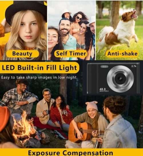 T6 Portable Digital Camera 48MP 2.7K 2.88-inch IPS Screen 16X Zoom