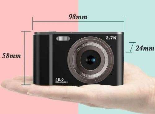 T6 Portable Digital Camera 48MP 2.7K 2.88-inch IPS Screen 16X Zoom