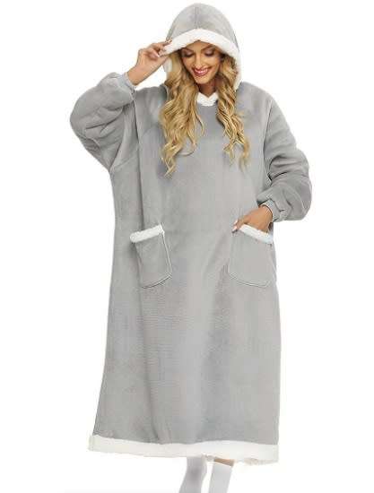 Ultra Plush Blanket Hoodie- Extra Length, Navy Blue