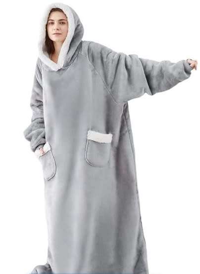 Ultra Plush Blanket Hoodie- Extra Length, Navy Blue