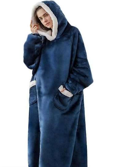 Ultra Plush Blanket Hoodie- Extra Length, Navy Blue