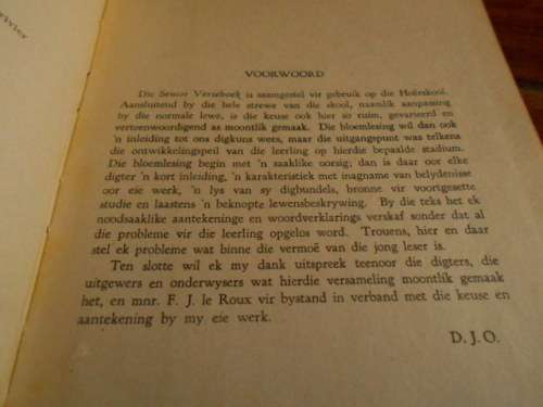 DJ OPPERMAN - SENIOR VERSEBOEK met gids  TT CLOETE  -- Bloemlesing Afrik. Poesie and DIGTER