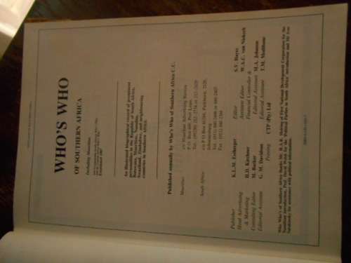 WHO'S WHO OF SOUTHERN AFRICA:: WHO'S WHO 1984 AND WHO'S WHO SOUTHERN AFRICA 1990/1991