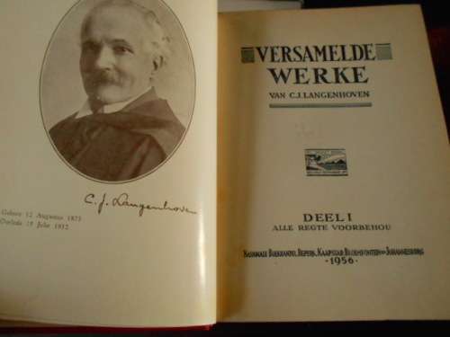 CJ  LANGENHOVEN  -  SES VERSAMELDE WERKE - VOL 1, IV, VI, VIII,  X,  XV1 NASIONALE BOEKHANDEL