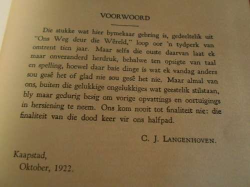 CJ  LANGENHOVEN  -  SES VERSAMELDE WERKE - VOL 1, IV, VI, VIII,  X,  XV1 NASIONALE BOEKHANDEL