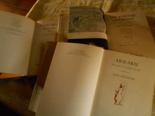 THOR HEYERDAHL - 3 BOOKS -   SECRET OF EASTER ISLAND - KON-TIKI & FATU-HIVA -  GEORGE ALLEN HARDB