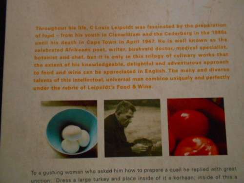 Leipoldt's Food & Wine - C. Louis Leipoldt, ed T S Emslie and P L Murray. with  newspaper cutting