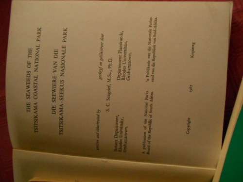 THREE TSITSIKAMA NATIONAL PARK SOFTBACK BOOKS -  SEAWEEDS, FISHES & TSITSIKAMA SHORE