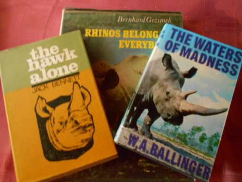 3 BOOKS BALLINGER -WATERS MADNESSl and HAWK ALONE J  BENNETT and RHINOS B GRZIM
