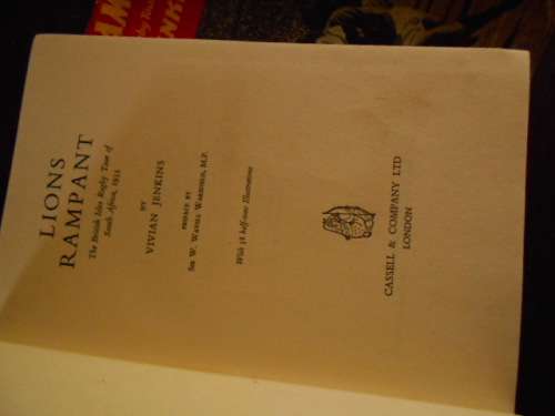 VIVIAN JENKINS - LIONS RAMPANT - 1955 BRITISH ISLES RUGBY TOUR OF SOUTH AFRICA  1955