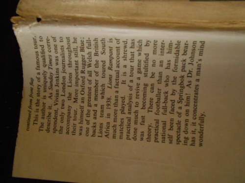 VIVIAN JENKINS - LIONS RAMPANT - 1955 BRITISH ISLES RUGBY TOUR OF SOUTH AFRICA  1955