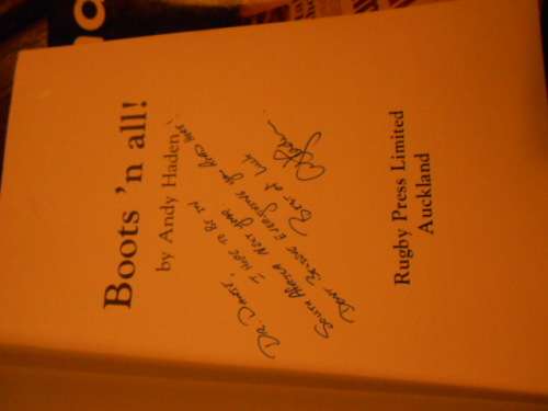 ANDY HADEN - BOOTS'N ALL!  - INSCRIPTION BY ANDY HADEN - Rugby Press - Auckland 1983 hardb & dustct