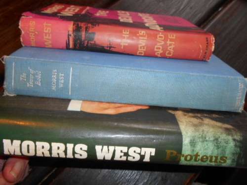 THREE BOOKS MORRIS WEST - DEVILS ADVOCATE, TOWER OF BABEL & PROTEUS HARDBACK COVERS