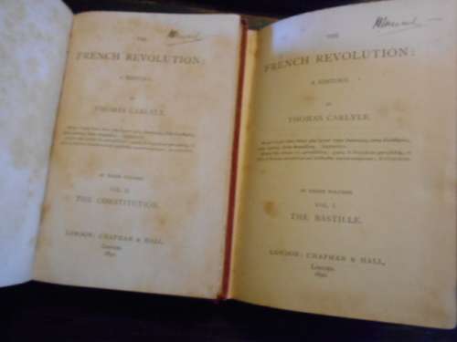 2 BOOKS OUT T OF 3  FRENCH REVOLUTION T CARLYLE -  VOL1 BASTILLE +VOL2 CONSTITUTION 1891