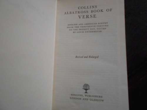 COLLINS ALBATROSS BOOK OF VERSE: English and American Poetry 13th Century to Present 1964