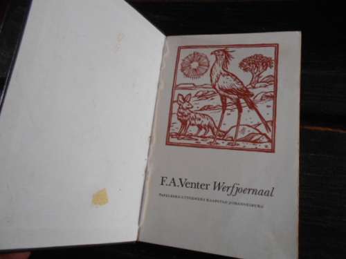 FA VENTER - WERFJOERNAAL - TAFELBERG UITGEWERS HARDEBAND 1970