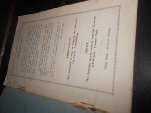 Calendar of Puddings/Poedings - Cape Prov. Womens agriculture association