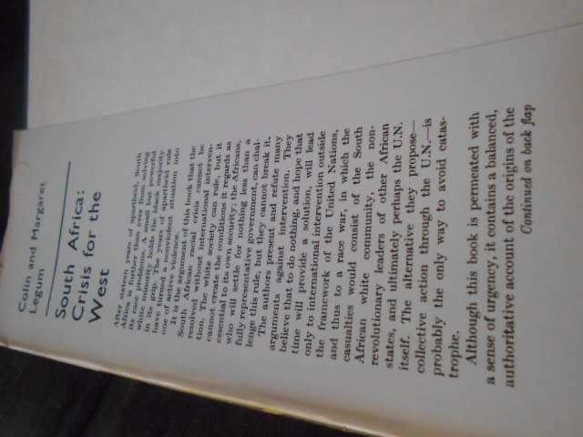 COLIN & MARGARET LEGUM - SA CRISIS FOR WEST - PRAEGER WORLD AFFAIRS