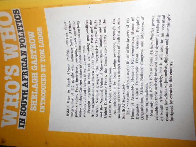 WHO`S WHO IN SA POLITICS - SHELAGH GASTROW INTRODUCED BY TOM LODGE illus