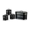 Retro black breadbin with 3 pc cannister set