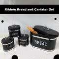 Retro black breadbin with 3 pc cannister set