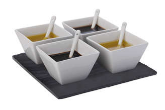 MAXWELL & WILLIAMS WHITE BASICS 9 PCE SLATE DIPPING SET